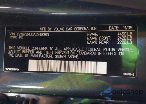 2010 Volvo V50 T5 R-Design from USA, damaged, VIN YV1672MJ0A2548360